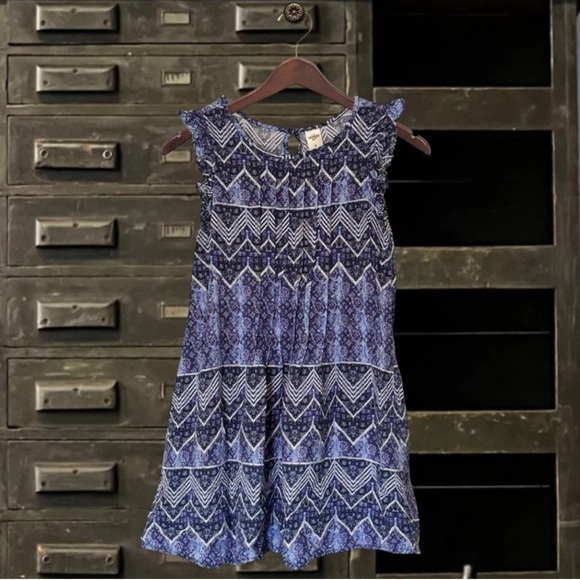 OSHKOSH • Stylish Blue Patterned Kids Dress Summer Ruffle - Picture 3 of 3